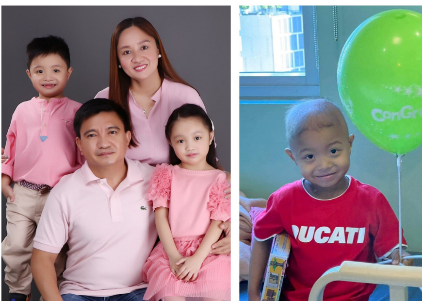 BEFORE AND AFTER. (L) Thalassemia patient Raphael with his family before he underwent bone marrow transplant. (R) Raphael on the day of his hospital discharge.