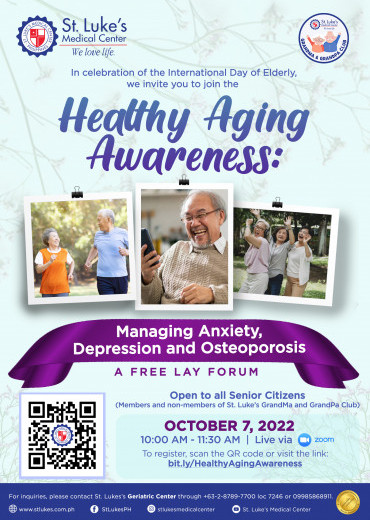 Healthy Aging Awareness: Managing Anxiety, Depression and Osteoporosis