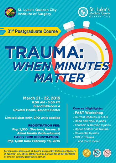 31st Postgraduate Course - Trauma: When Minutes Matter